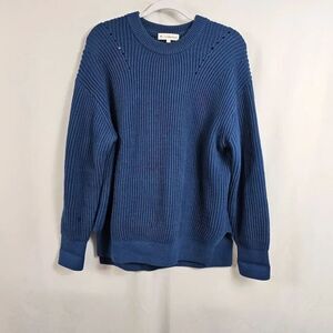 White + Warren Cable Knit Crew Neck Sweater in Navy - Size L